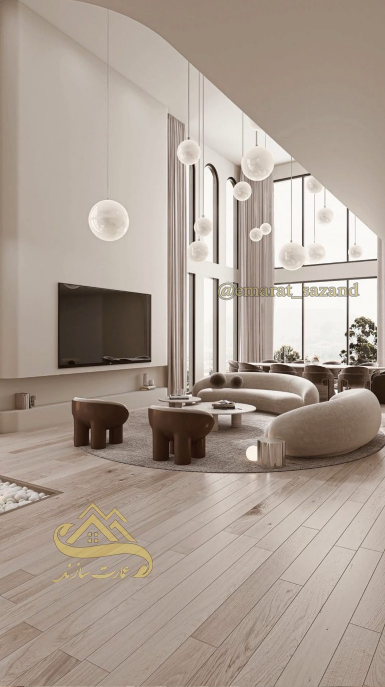 طراحی دکوراسیون داخلی پذیرایی و تیوی وال مینیمال